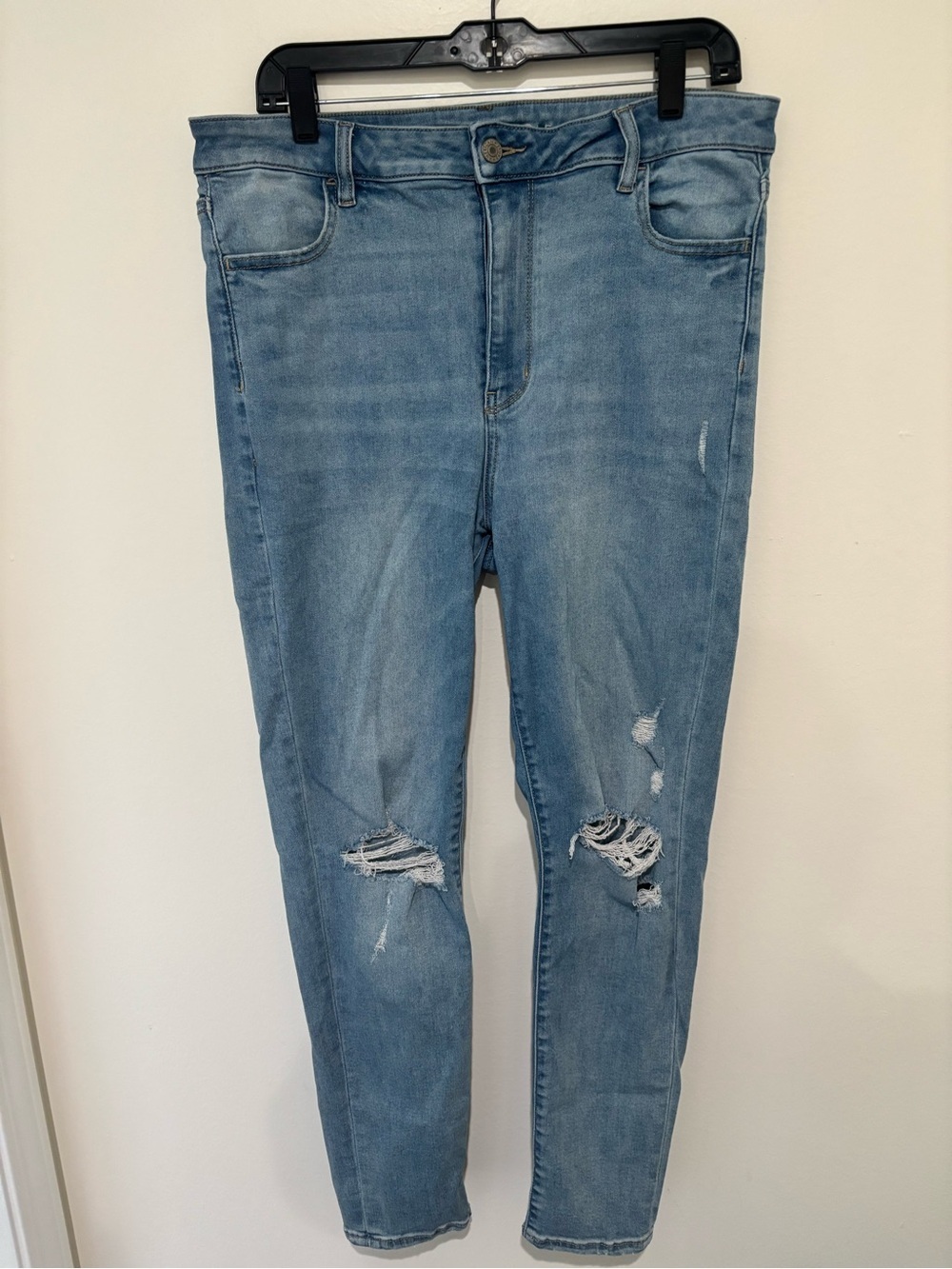 Light Blue Distressed Women’s Jeans - High Rise